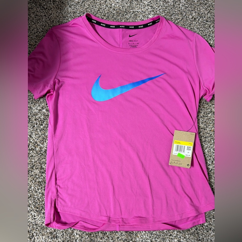 Nike Fuchsia Tee with Sky Blue Swoosh